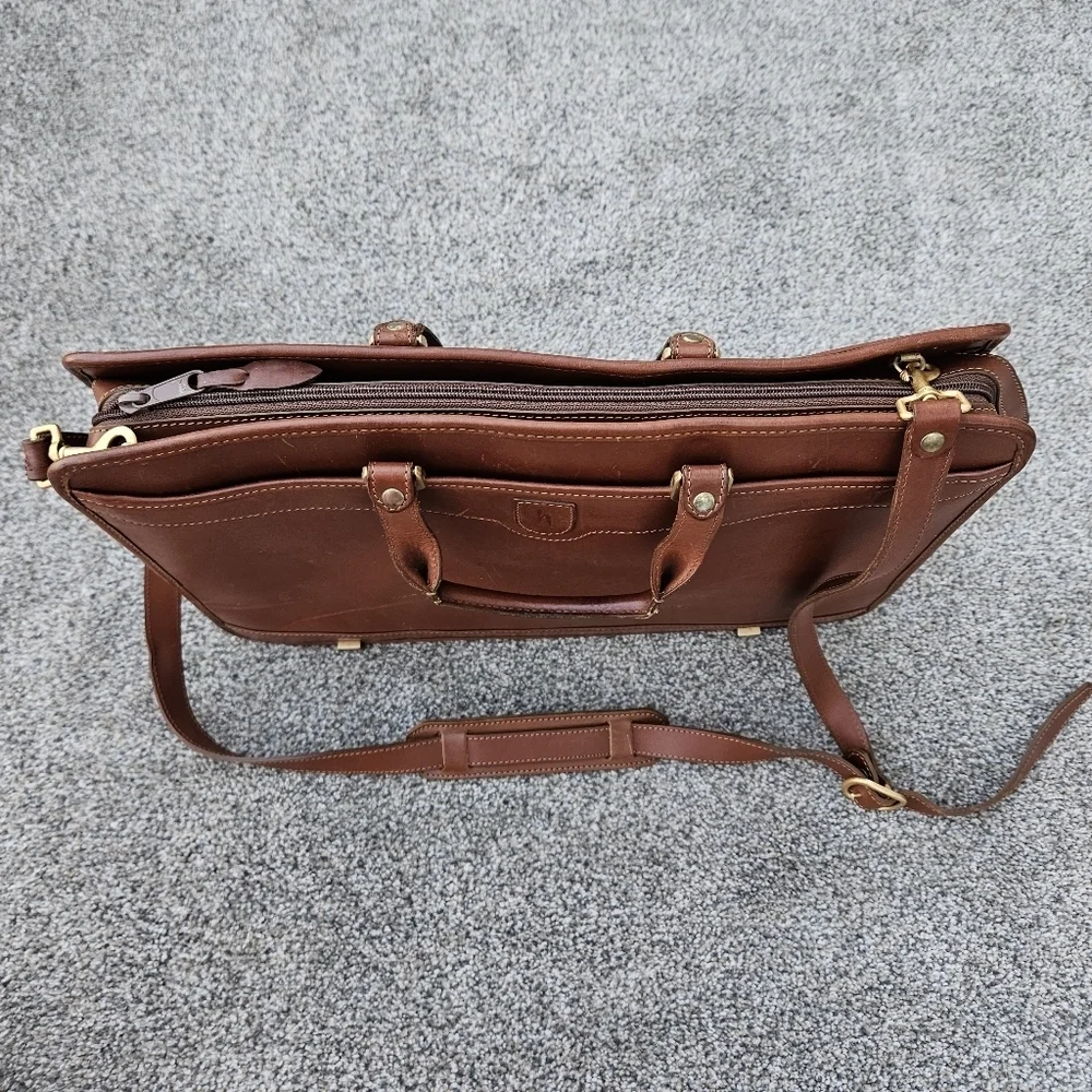 Vintage Hartmann by Lombardo Cognac Brown Leather Briefcase Lawyer Bag Crossbody